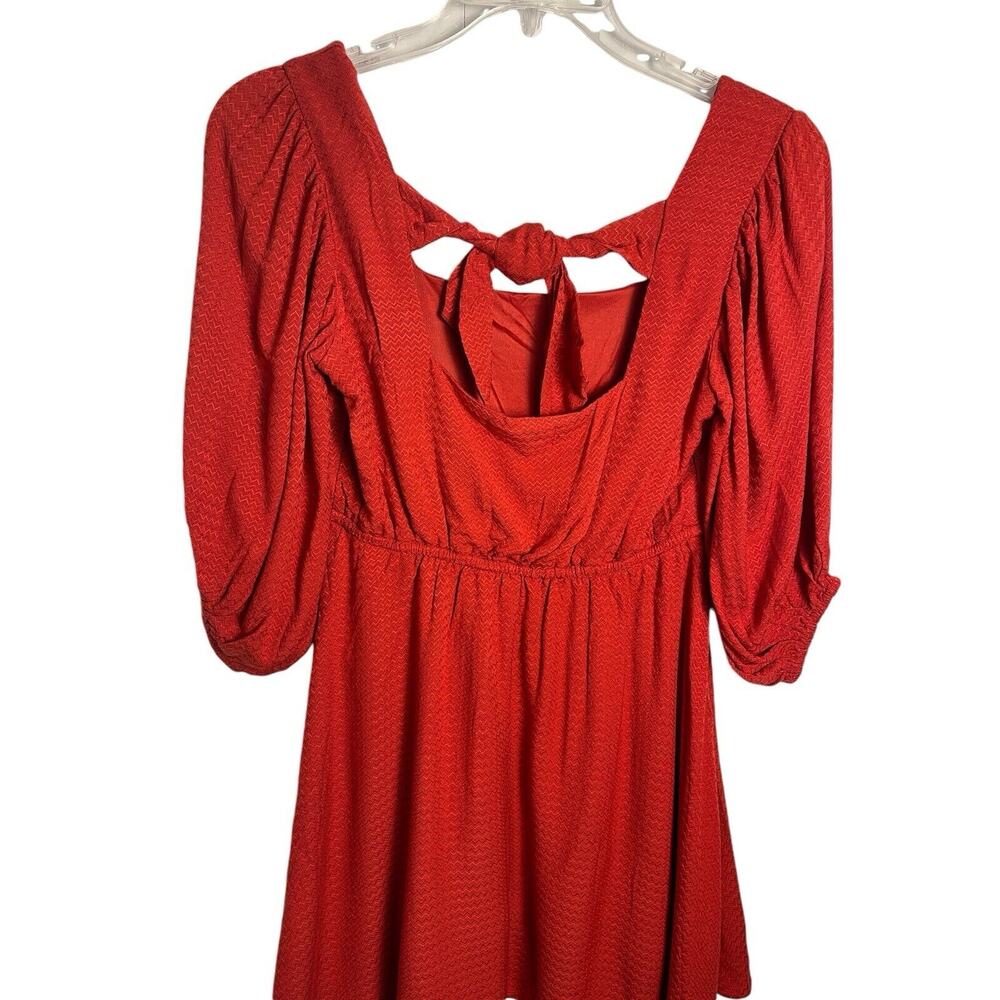 Band of the Free Josette Aurora Red Puff‎ Sleeve Boho Tie Back Dress Size NWT - Picture 8 of 8